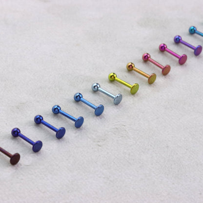 Anodised Titanium Labret Monroe Bars Nose Lip Tragus Stud Ear Helix Cartilage BALL