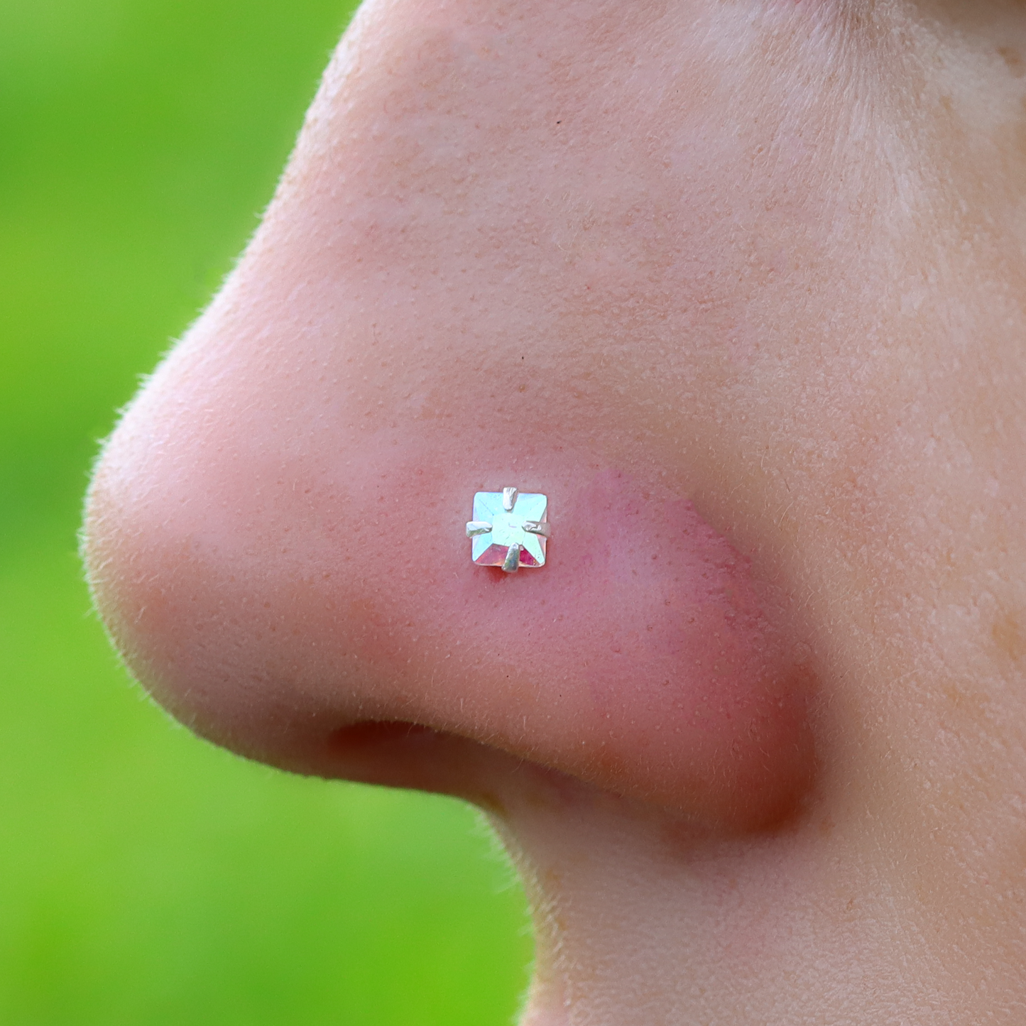 Square Sterling Silver LShape Nose Stud Ring Thin Tragus Helix Ear Lip Piercing