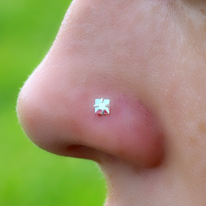 Square Sterling Silver LShape Nose Stud Ring Thin Tragus Helix Ear Lip Piercing