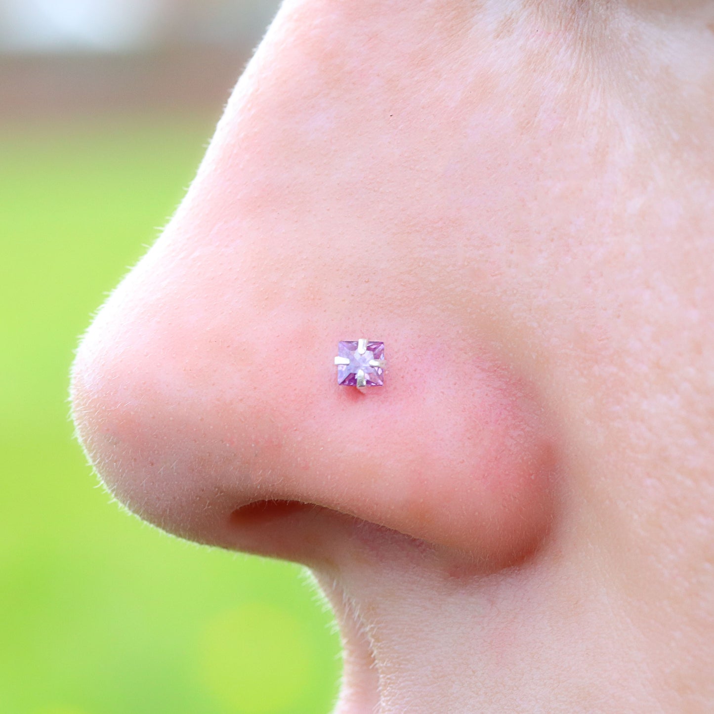 Square Sterling Silver LShape Nose Stud Ring Thin Tragus Helix Ear Lip Piercing