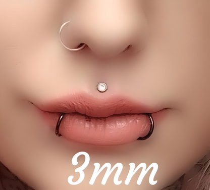 L Shape Round Gem Nose Stud Surgical Steel Bone End Pin Piercing