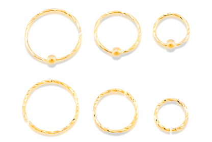 Twisted 18K Gold Plated 925 Sterling Silver Nose Ring Hoop Thin Tragus Helix Ear Lip Septum Piercing Nipple