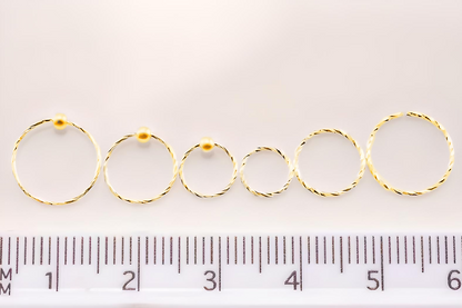 Twisted 18K Gold Plated 925 Sterling Silver Nose Ring Hoop Thin Tragus Helix Ear Lip Septum Piercing Nipple