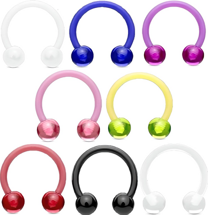 Neon Horseshoe Clear Retainer Hide it Piercing Septum Bar Stud Lip Ear Lip 1.2mm