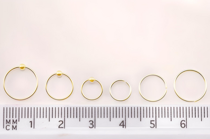 18K Gold Plated 925 Sterling Silver Nose Ring Hoop Thin Tragus Helix Ear Lip Septum Piercing Nipple