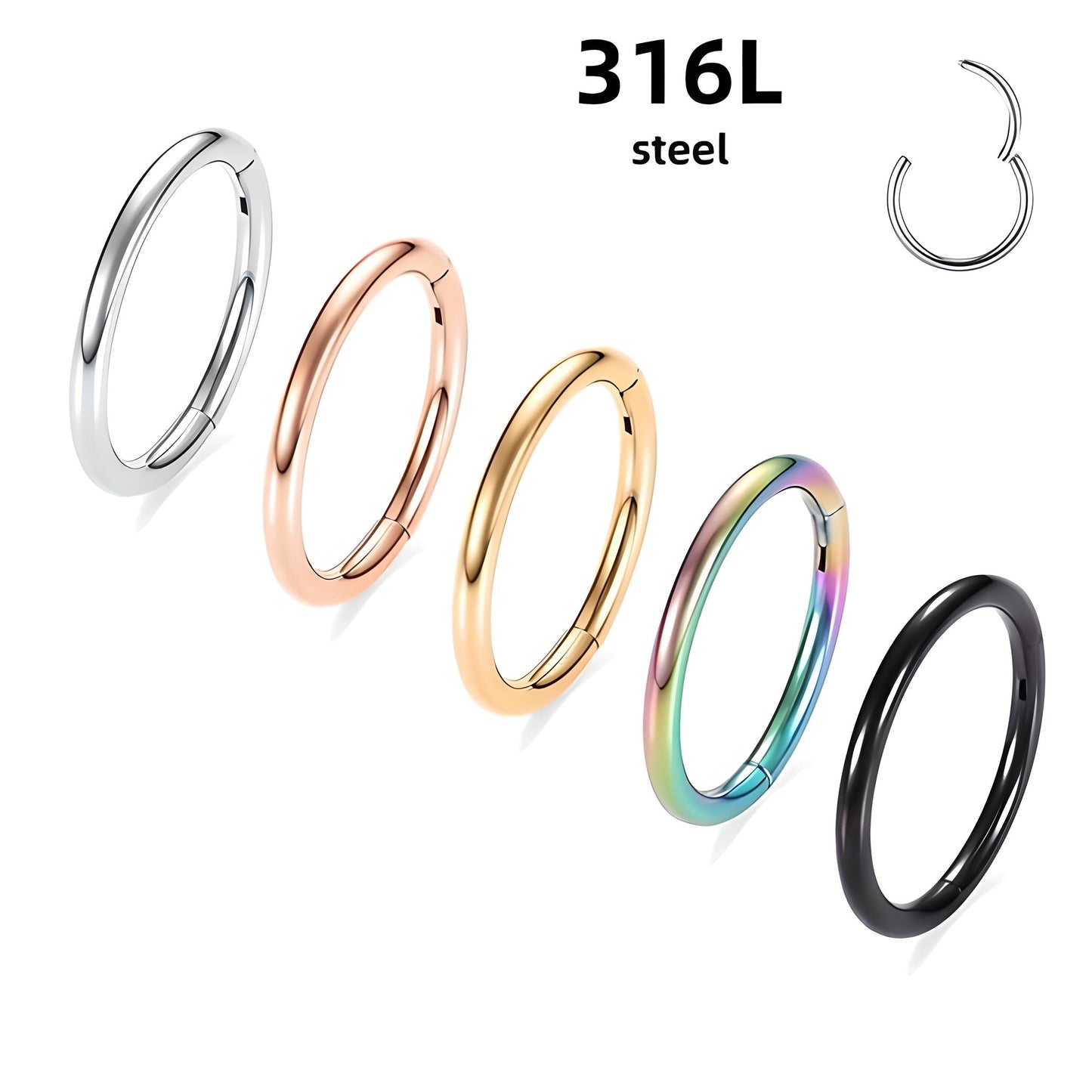 Clicker Hoop Nose Segment Ring Septum Hinged Hoop Cartilage Helix Daith Tragus