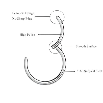 Clicker Hoop Nose Segment Ring Septum Hinged Hoop Cartilage Helix Daith Tragus