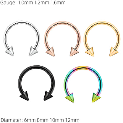 Spike Horseshoe Piercing Barbell Circular Septum Helix Tragus Lip Ear Cartilage Nipple