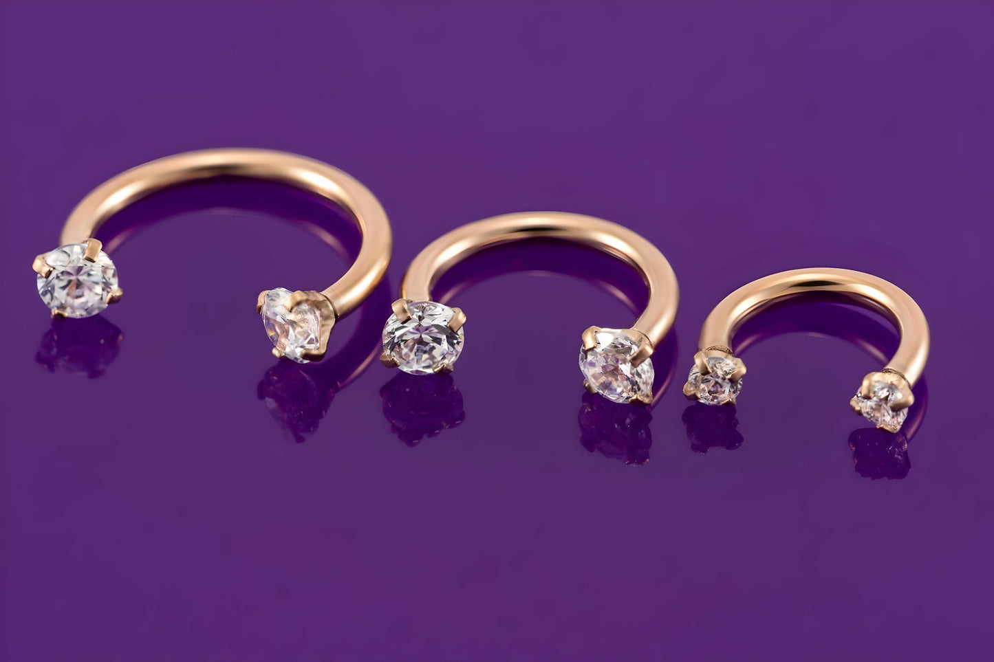 CZ Horseshoe Gem Piercing Surgical Steel Clawset Barbell Ring Septum Ear Nipple 1.2mm Gauge