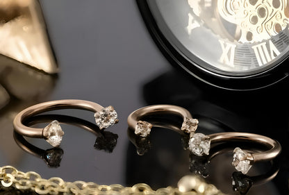 CZ Horseshoe Gem Piercing Surgical Steel Clawset Barbell Ring Septum Ear Nipple 1.2mm Gauge