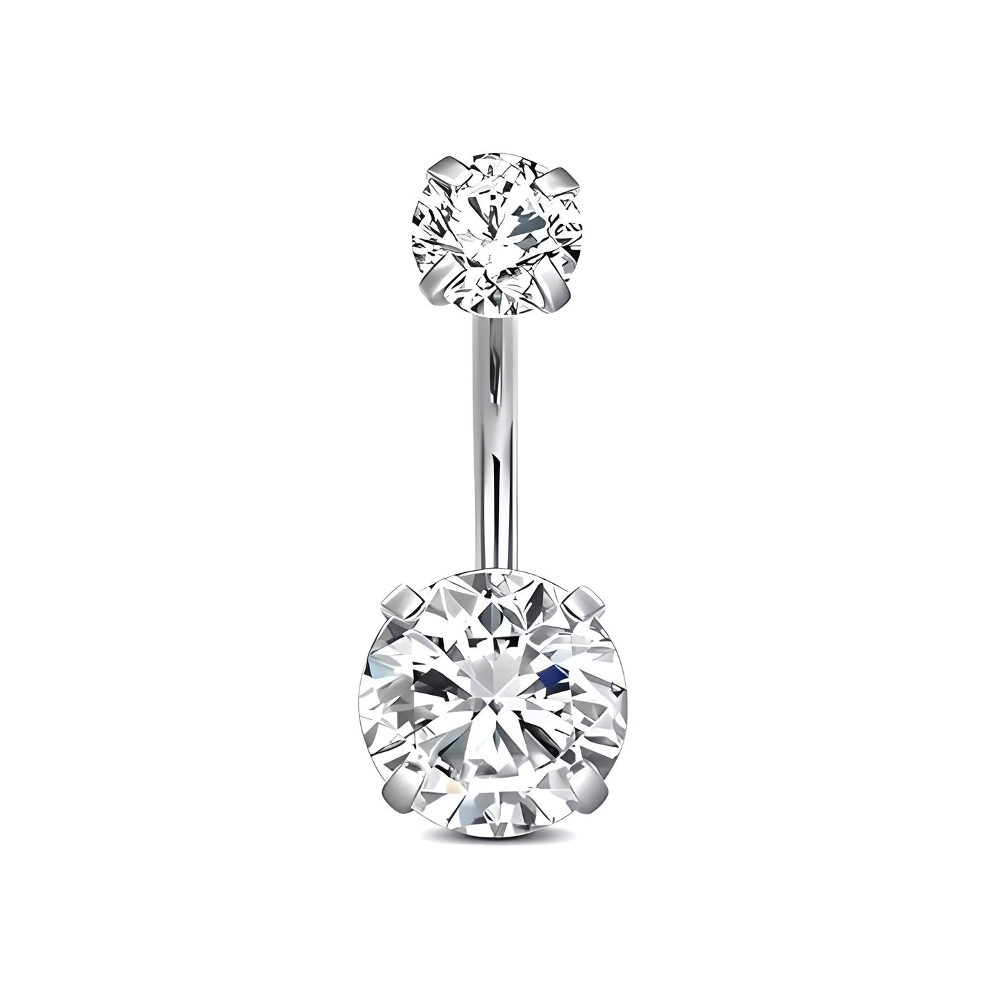 Clawset Crystal Belly Bar Navel Double Gem Barbell Labret Bars Tragus Piercing 1.6mm Gauge