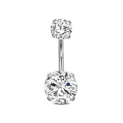 Clawset Crystal Belly Bar Navel Double Gem Barbell Labret Bars Tragus Piercing 1.6mm Gauge