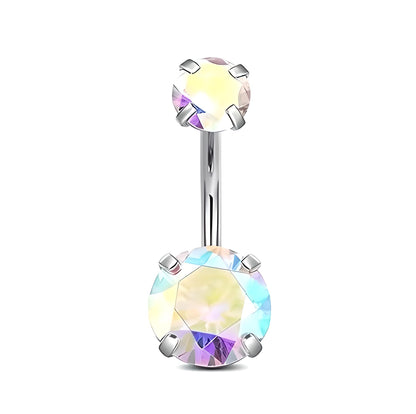 Clawset Crystal Belly Bar Navel Double Gem Barbell Labret Bars Tragus Piercing 1.6mm Gauge