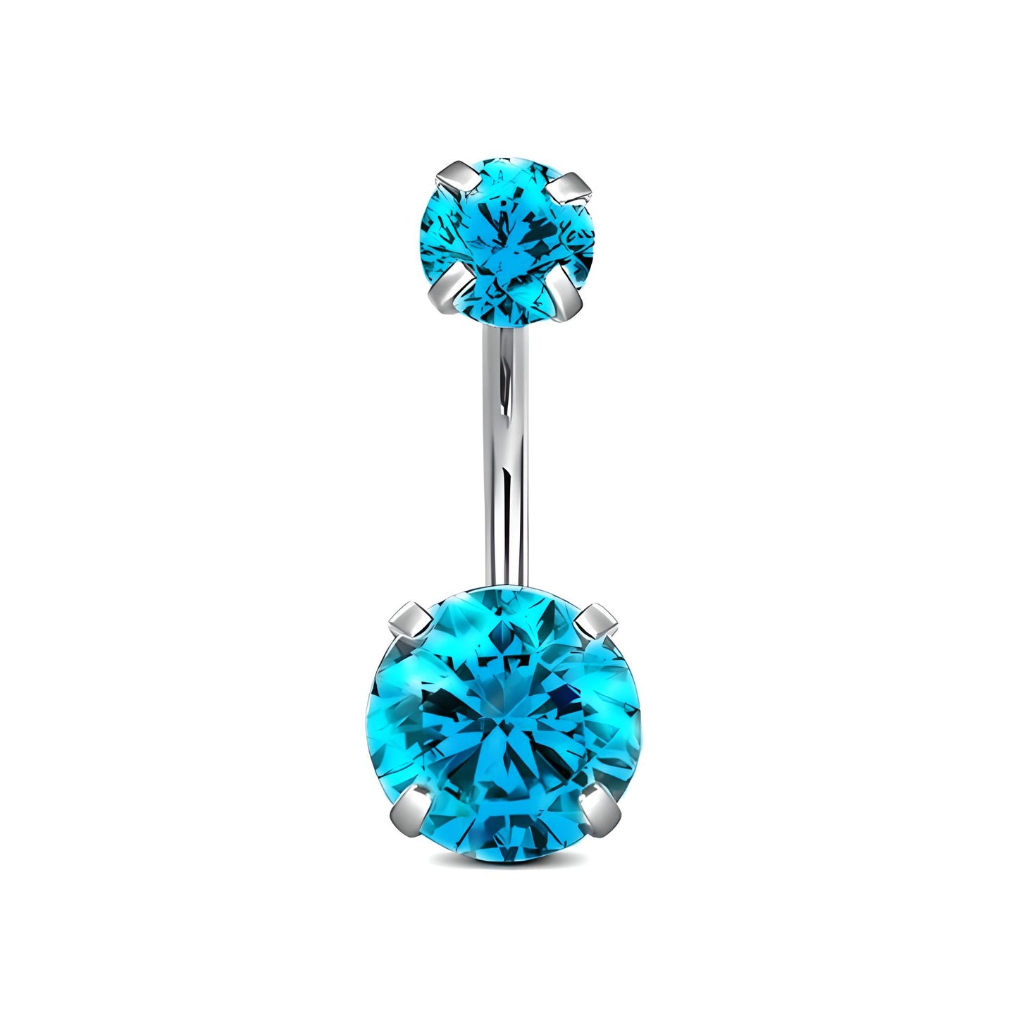 Clawset Crystal Belly Bar Navel Double Gem Barbell Labret Bars Tragus Piercing 1.6mm Gauge