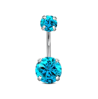 Clawset Crystal Belly Bar Navel Double Gem Barbell Labret Bars Tragus Piercing 1.6mm Gauge