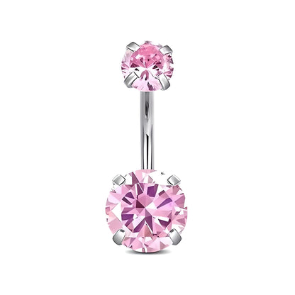 Clawset Crystal Belly Bar Navel Double Gem Barbell Labret Bars Tragus Piercing 1.6mm Gauge