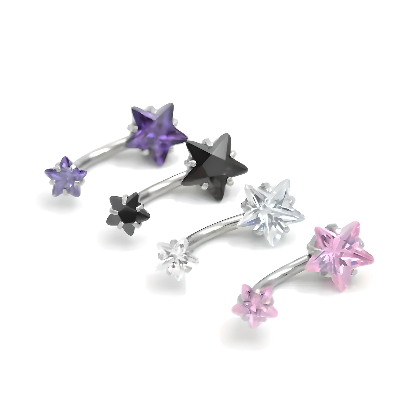 Star Belly Bar Navel Crystal Gem Monroe Labret Bars Tragus Piercing