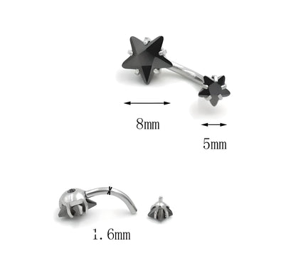 Star Belly Bar Navel Crystal Gem Monroe Labret Bars Tragus Piercing