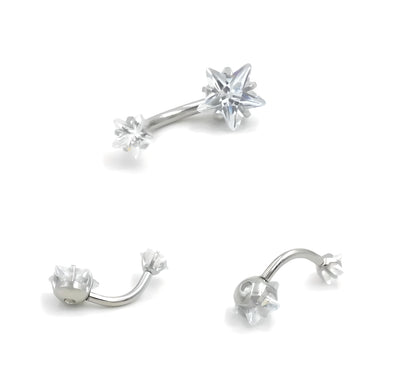 Star Belly Bar Navel Crystal Gem Monroe Labret Bars Tragus Piercing
