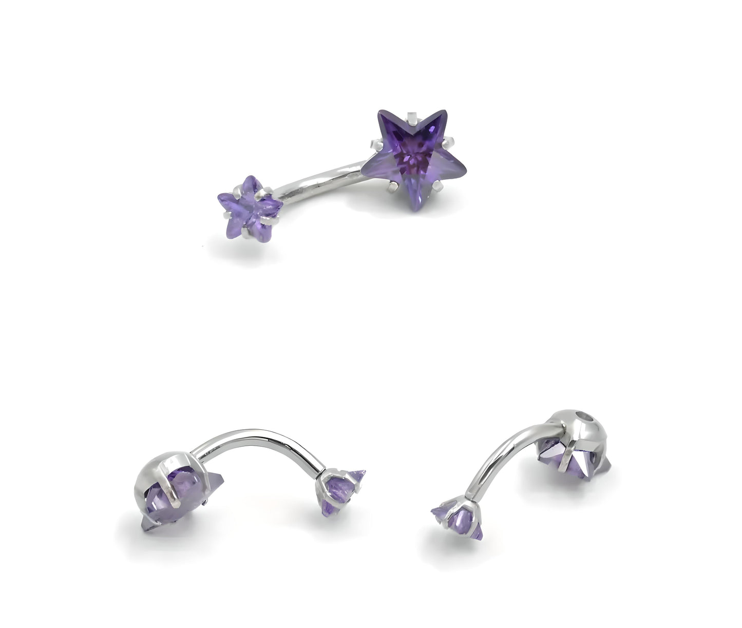 Star Belly Bar Navel Crystal Gem Monroe Labret Bars Tragus Piercing