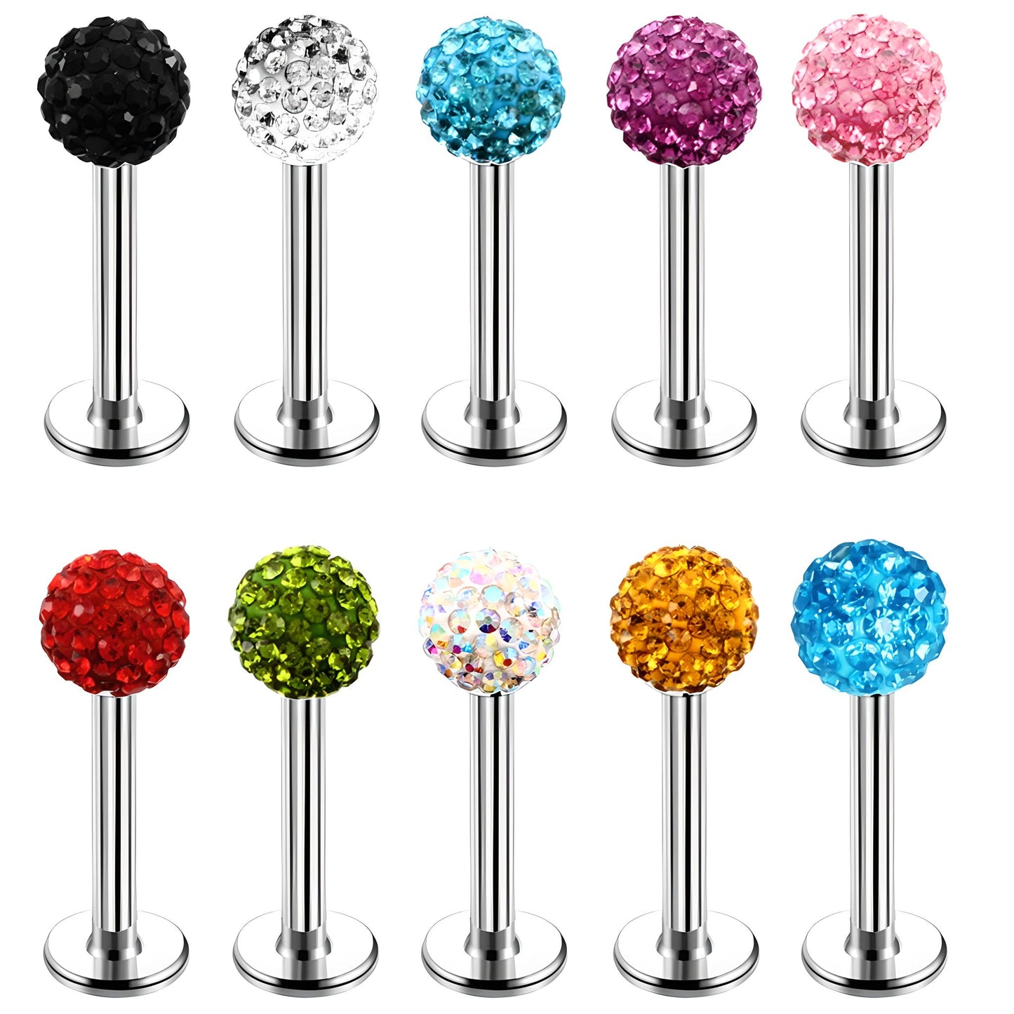 Ferido Crystal Shamballa Labret Monroe Lip Stud Bar Bars Ear Tragus Piercing