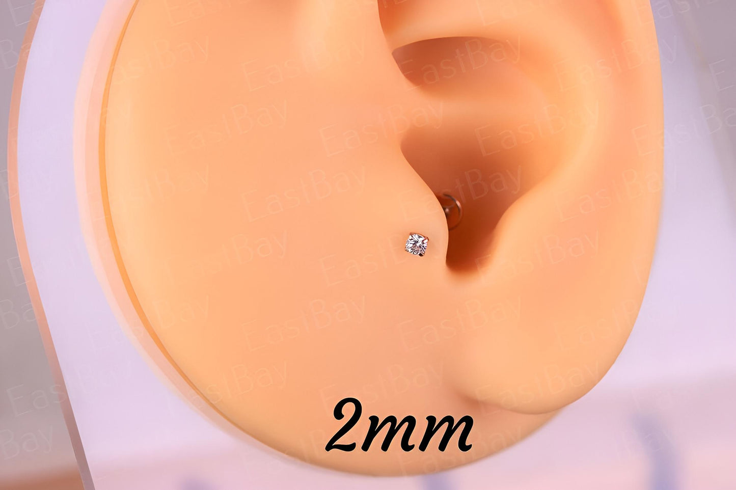 Clawset Gem Labret Monroe Bars Nose Ring Hoop Lip Tragus Stud Ear Piercing 1.2mm Gauge