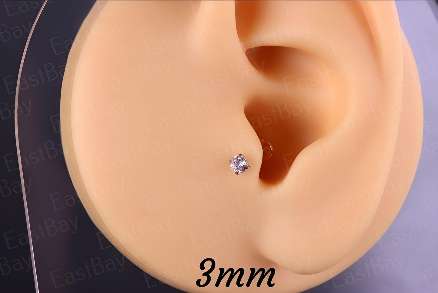 Clawset Gem Labret Monroe Bars Nose Ring Hoop Lip Tragus Stud Ear Piercing 1.2mm Gauge