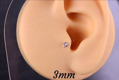 Clawset Gem Labret Monroe Bars Nose Ring Hoop Lip Tragus Stud Ear Piercing 1.2mm Gauge