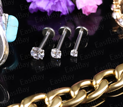 Clawset Gem Labret Monroe Bars Nose Ring Hoop Lip Tragus Stud Ear Piercing 1.2mm Gauge