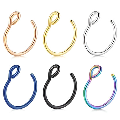 Fake Open Nose Ring Septum Piercing Ear Cuff Hoop Nipple Eyebrow Lip Surgical Steel