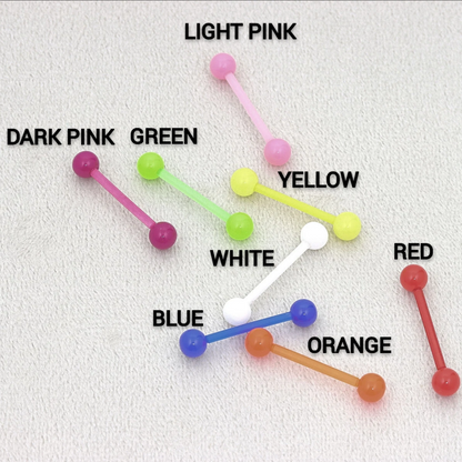 Neon BioFlex Tongue Bar Retainer Ear New Eyebrow Nipple Acrylic Barbel Piercing 1.6mm Gauge