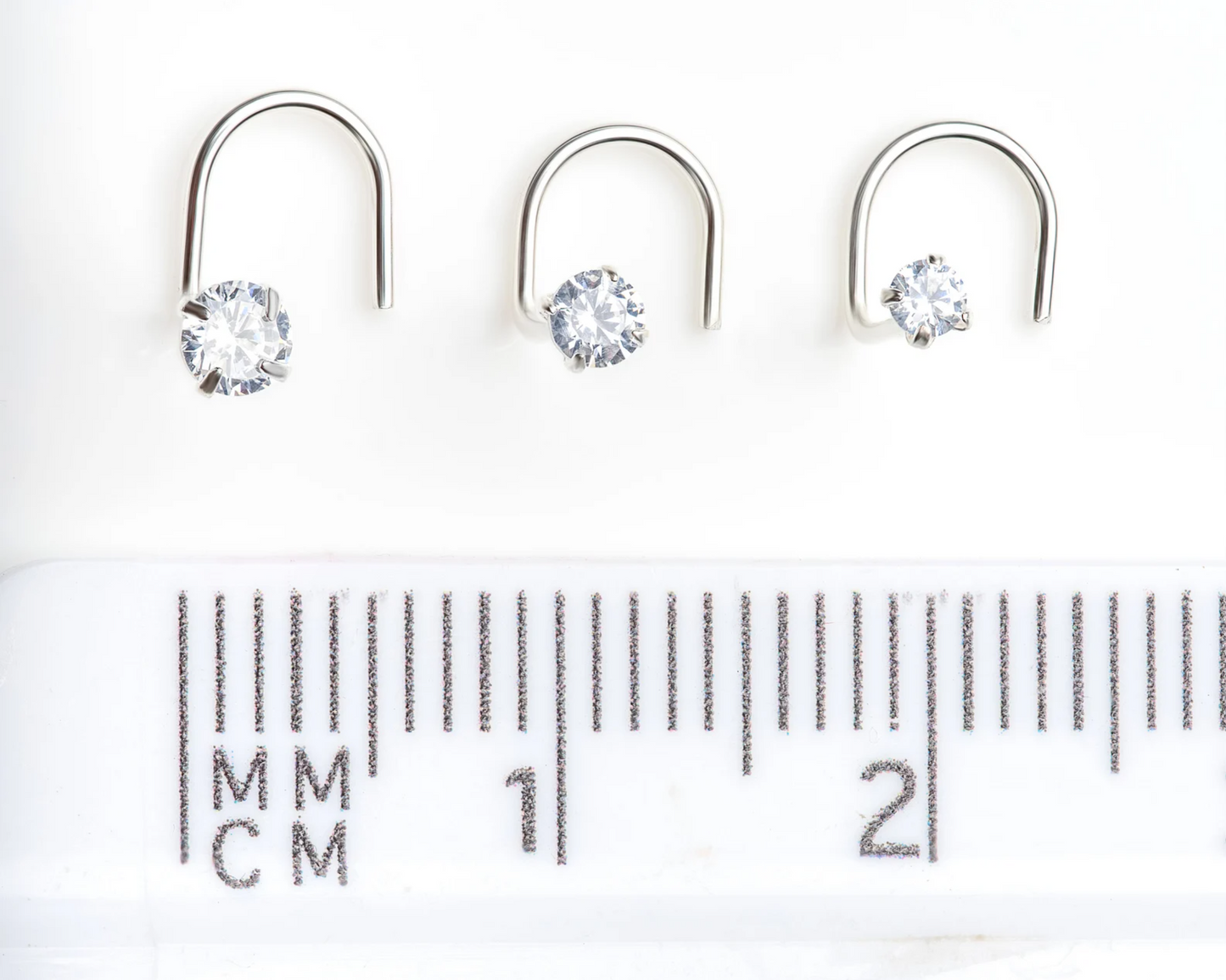 925 Sterling Silver Nose Stud Ring Thin Tragus Helix Ear Lip Piercing Lshape Screw Bone/Straight