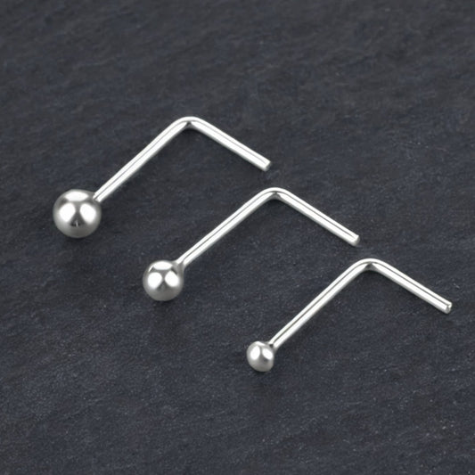 Lshape 925 Sterling Silver Nose Stud Ring Thin Tragus Helix Ear Lip Piercing