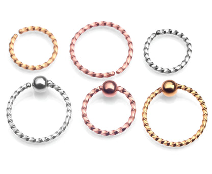 Twisted Nose Ring Septum Tragus Helix Hoop Ear Eyebrow Lip Thin Twist Surgical Steel