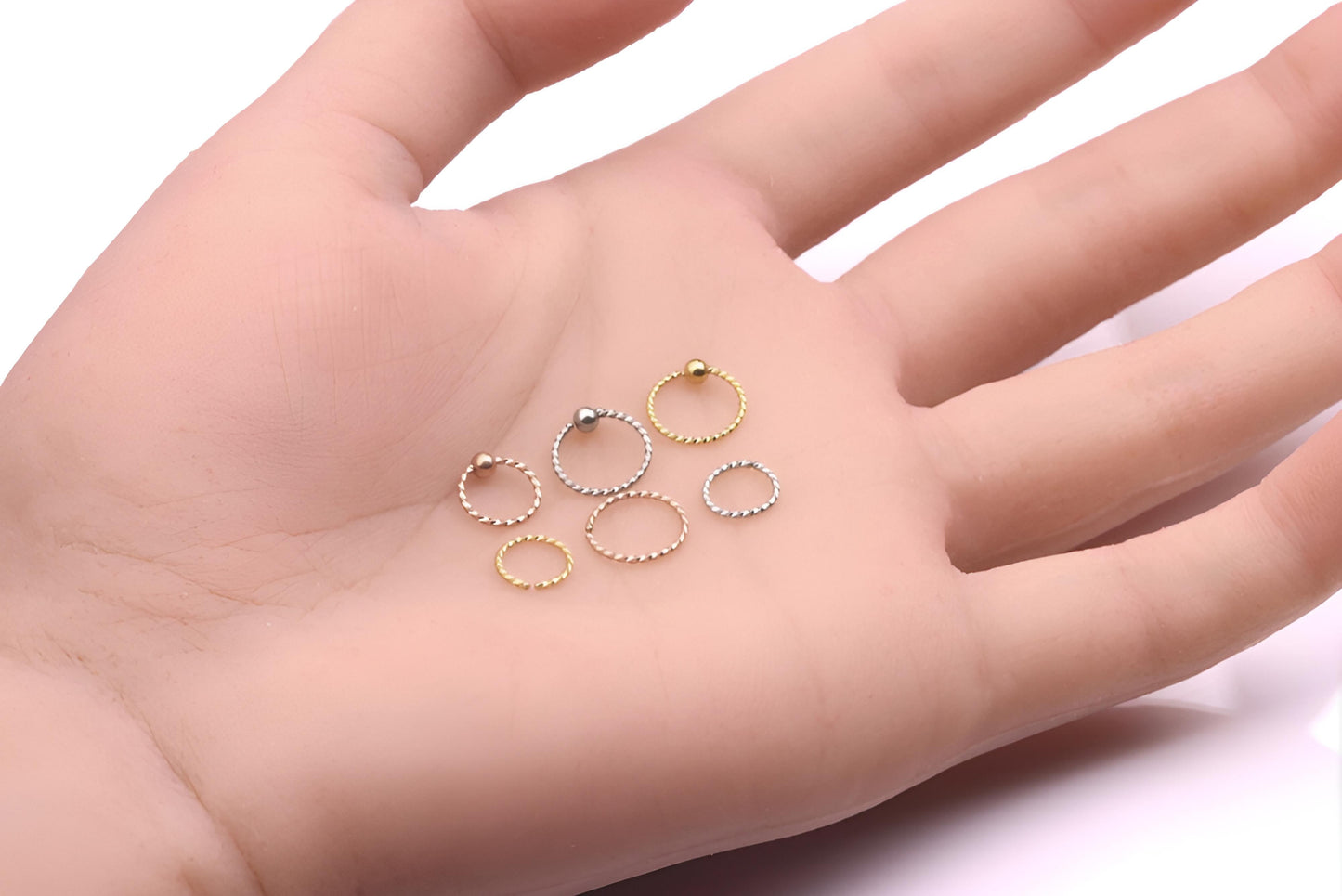 Twisted Nose Ring Septum Tragus Helix Hoop Ear Eyebrow Lip Thin Twist Surgical Steel