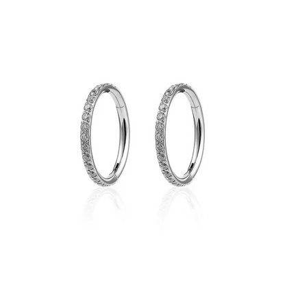 Forward Gem Diamante CZ Nose Ring Septum Clicker Hoop Hinged Cartilage Helix Daith Tragus