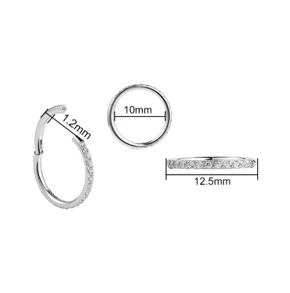 Forward Gem Diamante CZ Nose Ring Septum Clicker Hoop Hinged Cartilage Helix Daith Tragus