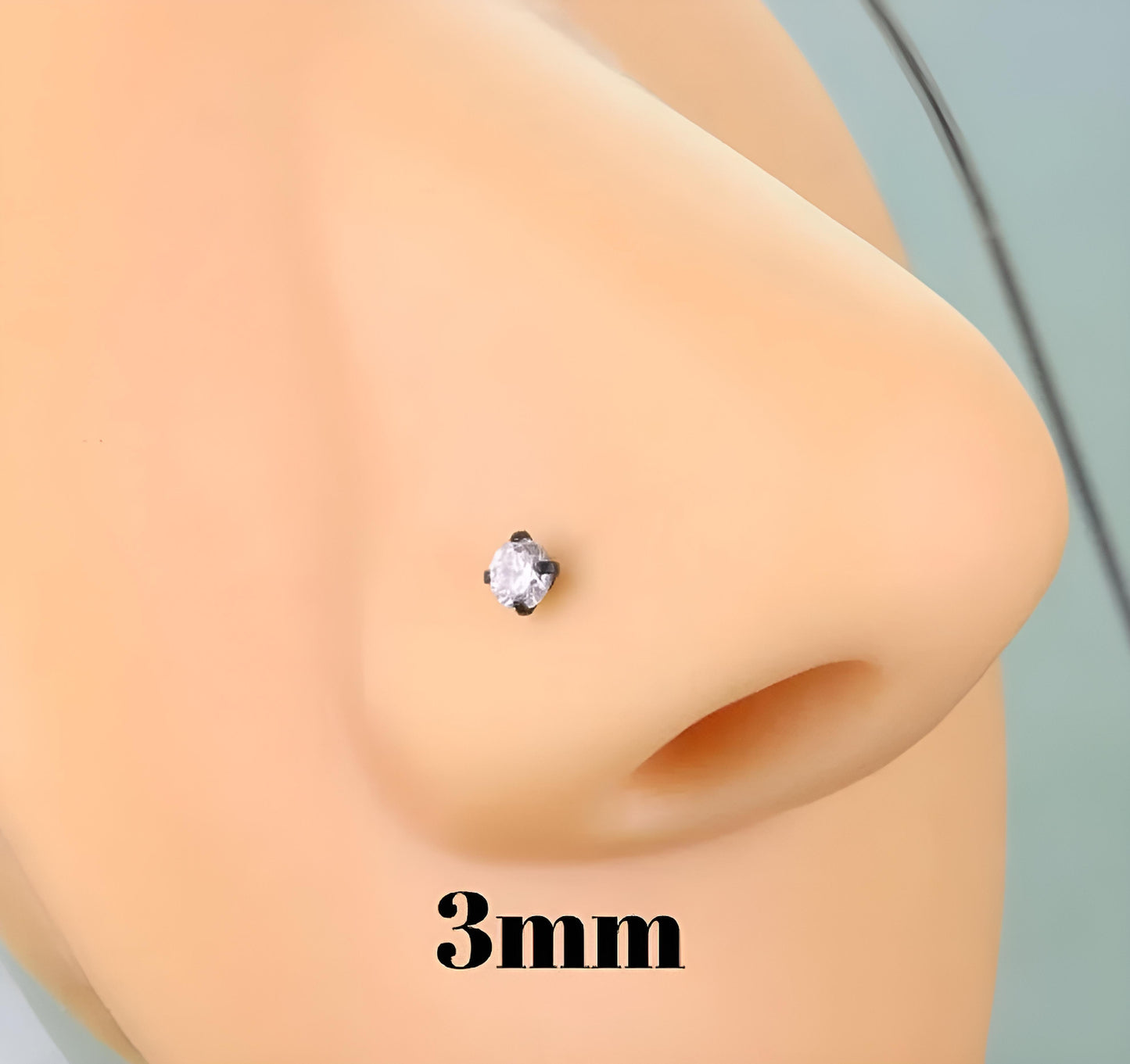 Clawset Gem Nose Stud Surgical Steel Ring Hoop Bone End Pin Piercing L Shape