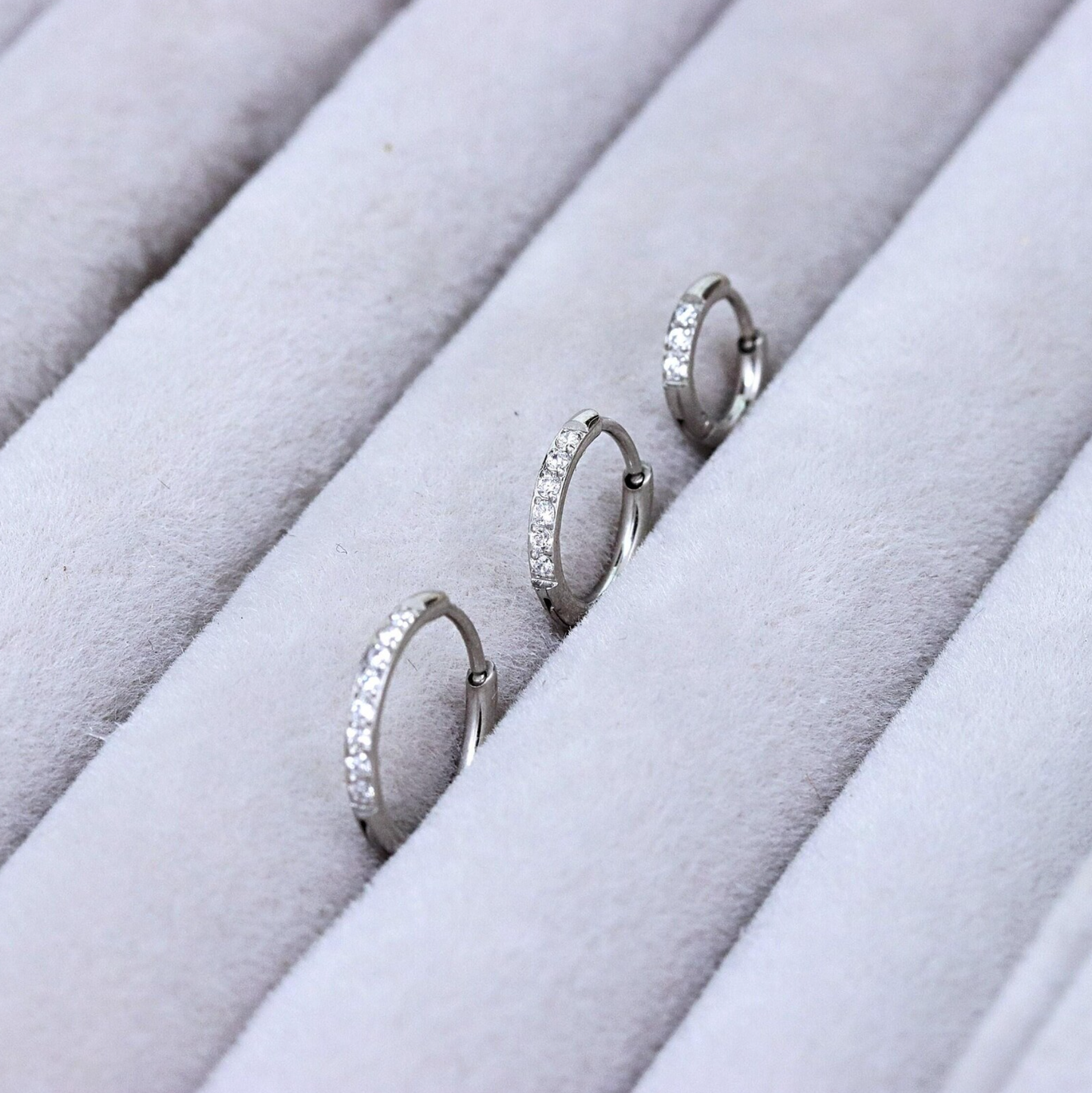 Clear Gem Silver Huggie Earrings Crystal Womens Sleeper Hoop Stud Cuff Hoop Earrings