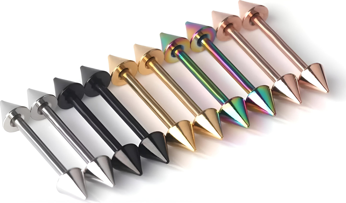 Tongue Bar Ear New Spike Eyebrow Nipple Tragus Surgical Steel Barbell Piercing