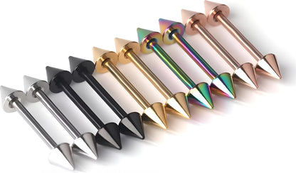 Tongue Bar Ear New Spike Eyebrow Nipple Tragus Surgical Steel Barbell Piercing
