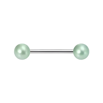 Imitation Pearl Tongue Bar Ear New Eyebrow Nipple Tragus Surgical Steel Acrylic Barbell Piercing