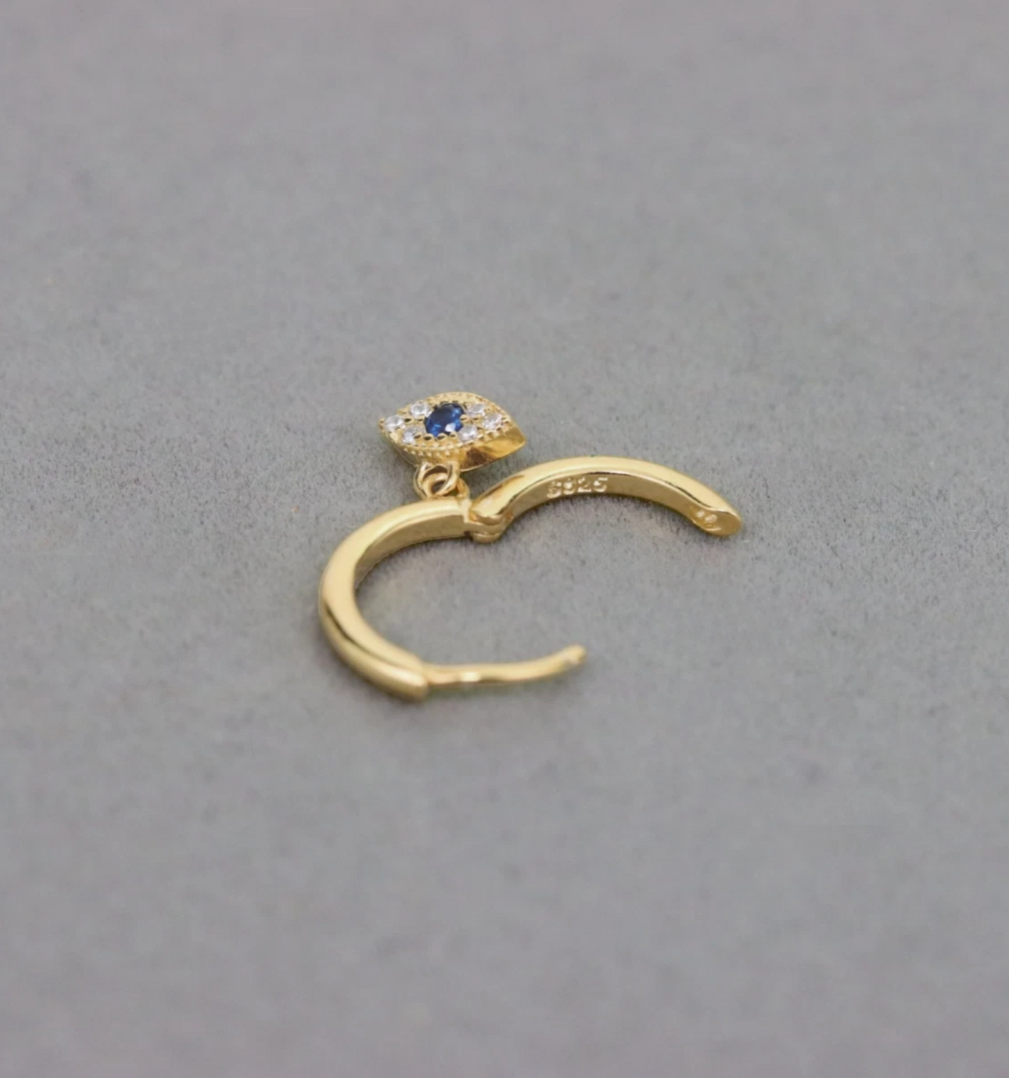 Evil Eye Dangle Earring 18K Gold Plated 925 Sterling Silver Earrings CZ Crystal Clicker Hoop Women Helix