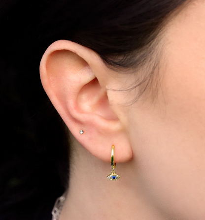 Evil Eye Dangle Earring 18K Gold Plated 925 Sterling Silver Earrings CZ Crystal Clicker Hoop Women Helix
