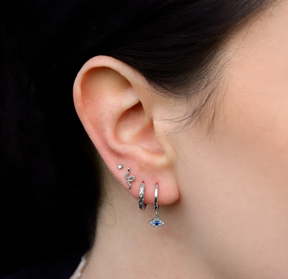 Evil Eye Dangle Earring 925 Sterling Silver Earrings CZ Crystal Clicker Hoop Women Helix