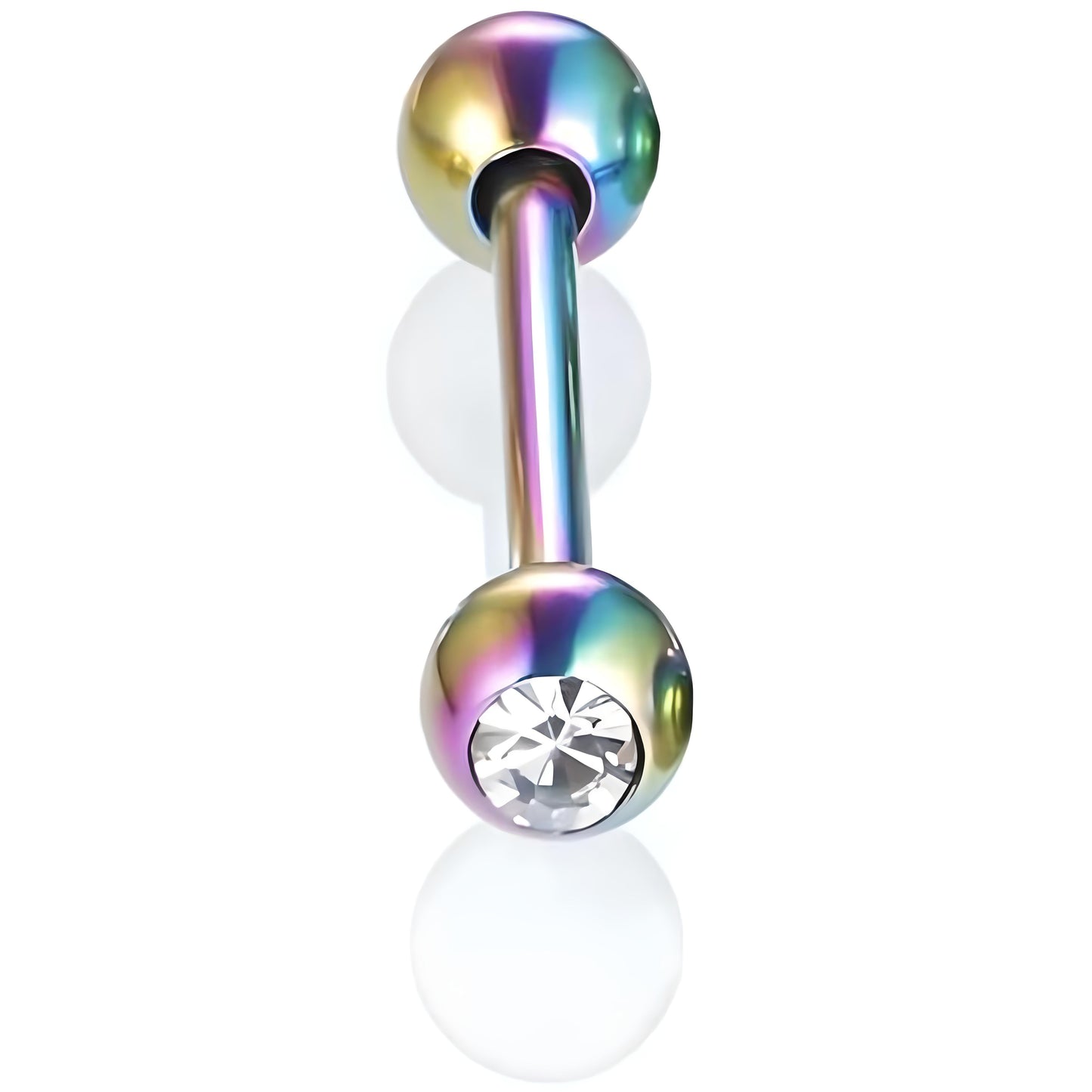 Bezel Gem Tongue Bars Bar Gem Surgical Steel Barbell Piercing Ear Eyebrow Nipple 1.6mm Gauge