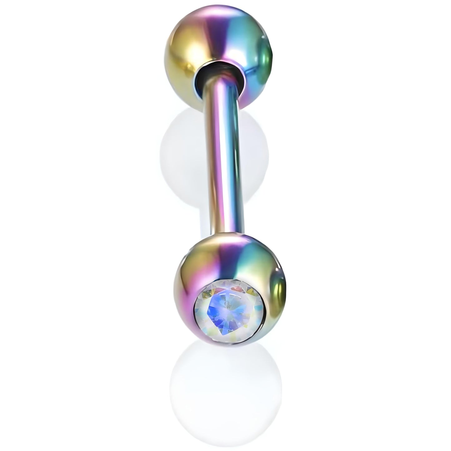 Bezel Gem Tongue Bars Bar Gem Surgical Steel Barbell Piercing Ear Eyebrow Nipple 1.6mm Gauge