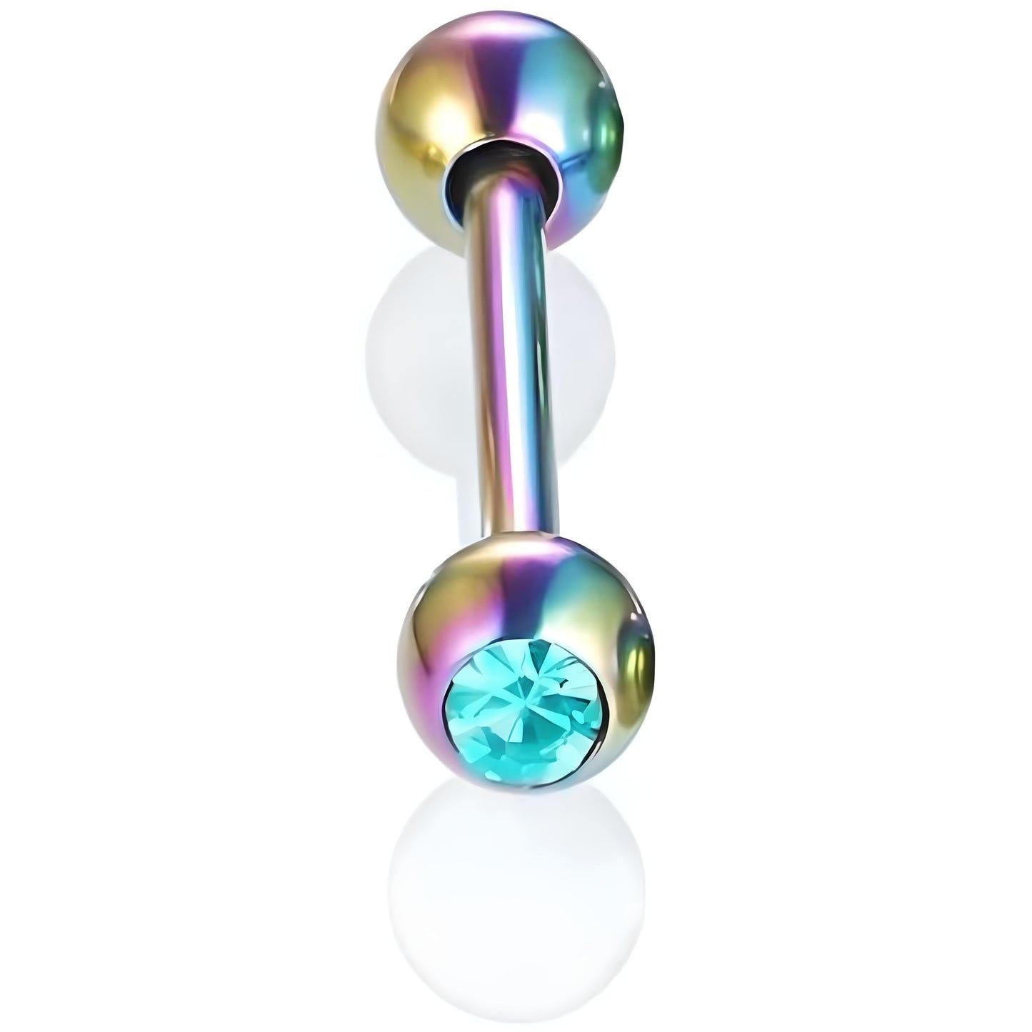 Bezel Gem Tongue Bars Bar Gem Surgical Steel Barbell Piercing Ear Eyebrow Nipple 1.6mm Gauge