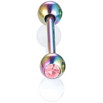 Bezel Gem Tongue Bars Bar Gem Surgical Steel Barbell Piercing Ear Eyebrow Nipple 1.6mm Gauge