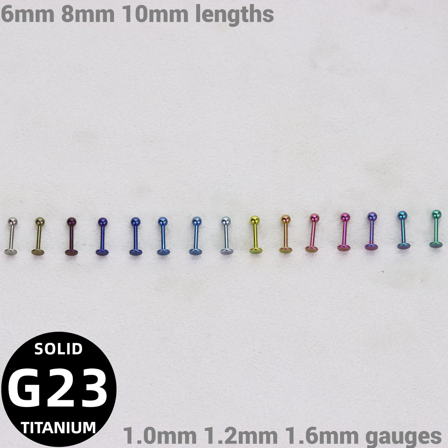 Anodised Titanium Labret Monroe Bars Nose Lip Tragus Stud Ear Helix Cartilage BALL